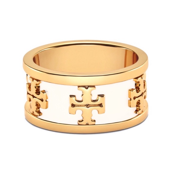 TORY BURCH • Enamel Raised Logo Band Ring - Picture 3 of 9